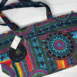 NWT - Colorful Canvas Tote with mini card/coin bag inside